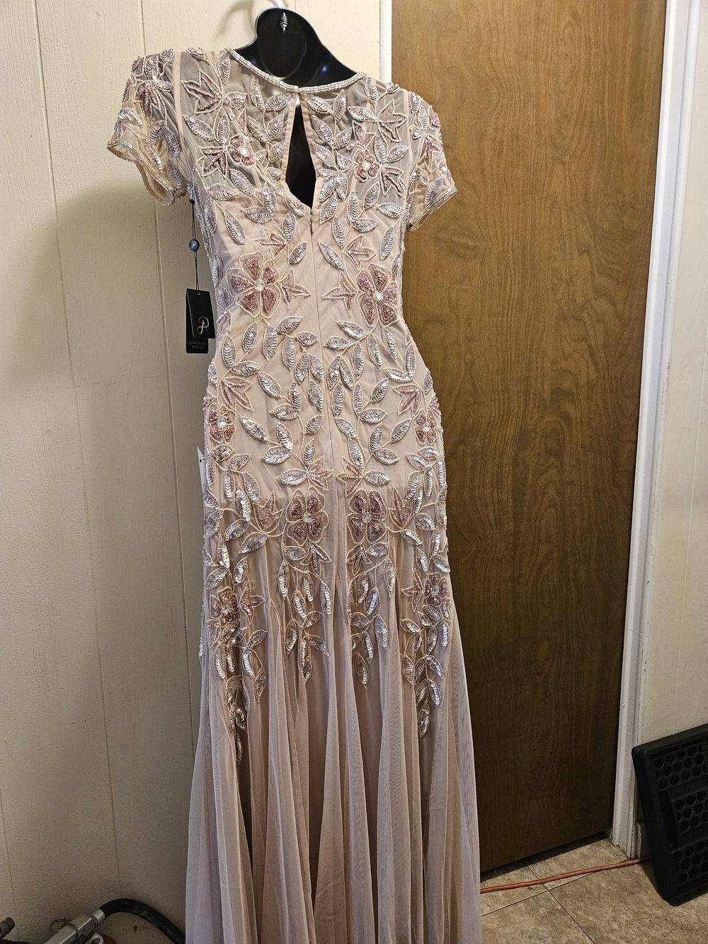 Adrianna Papell Women's Floral -Beaded Blush Pink Gown - Picture 8 of 13